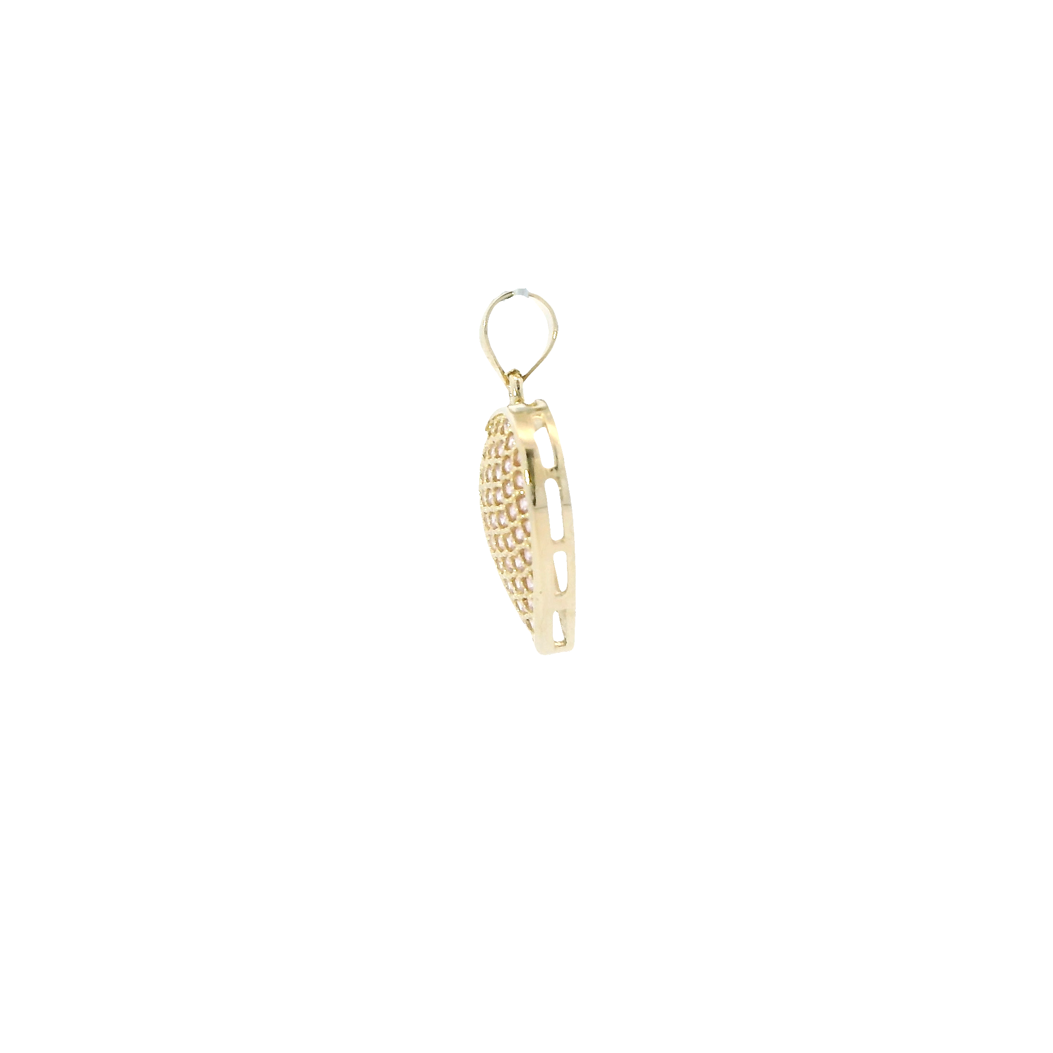 10K Yellow Gold Pave Pink Heart Pendant
