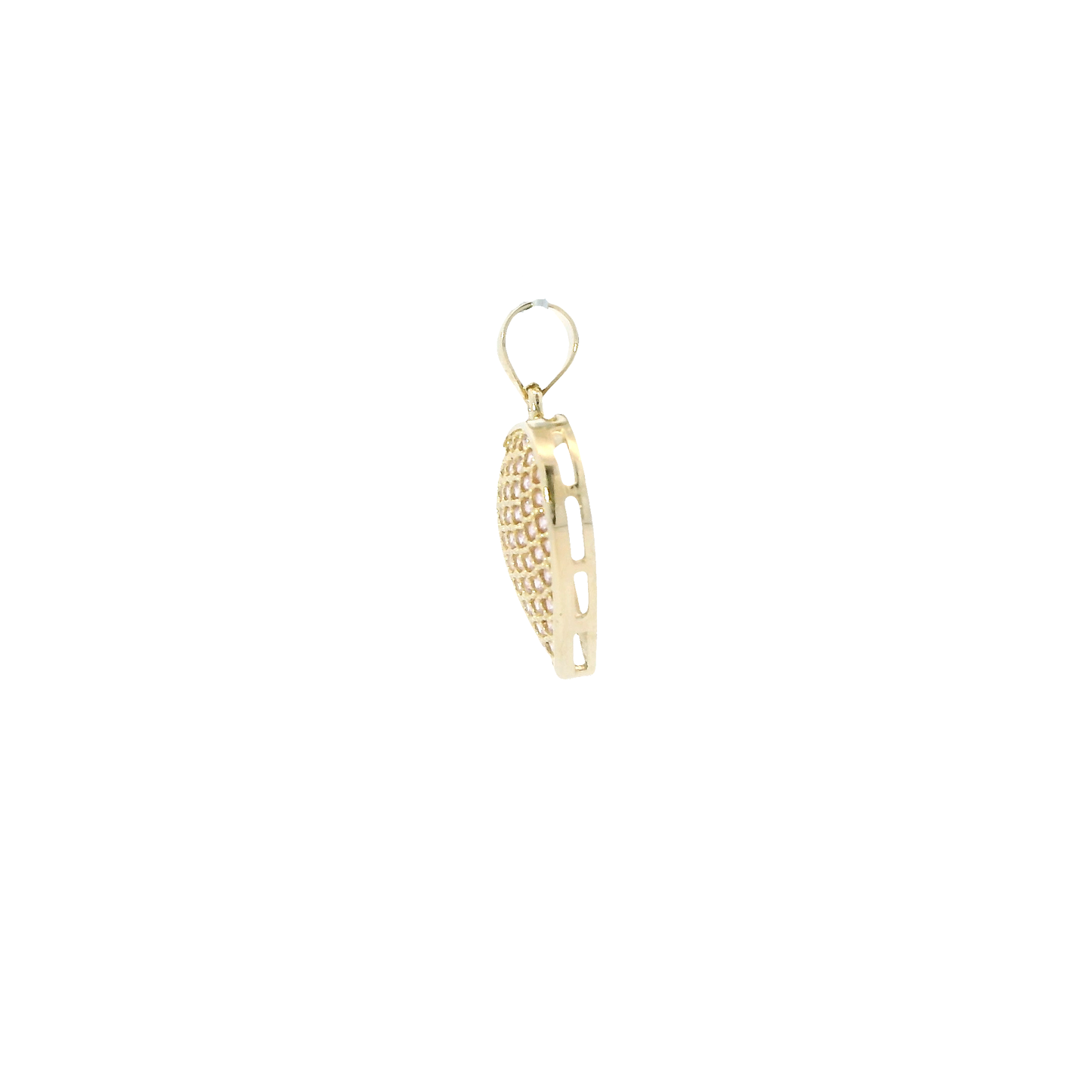 10K Yellow Gold Pave Pink Heart Pendant