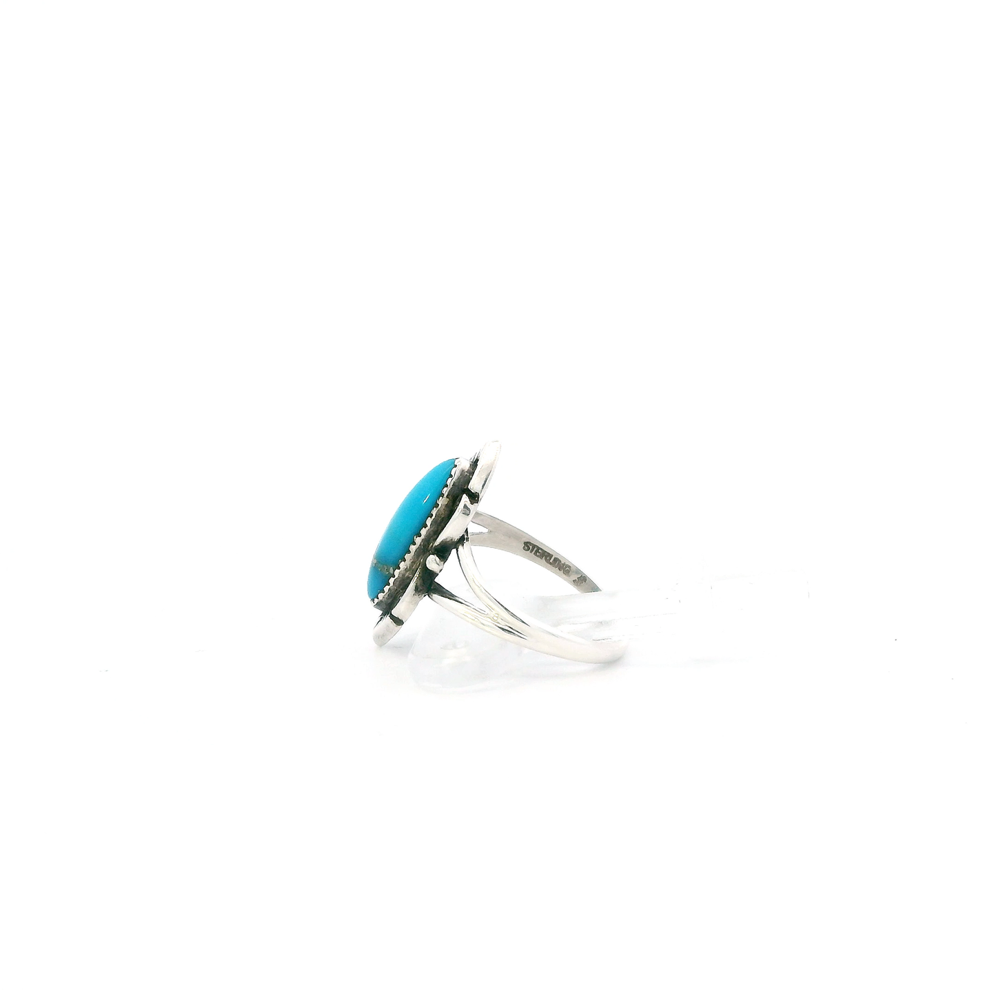 Native American Sterling Silver Oblong Turquoise Ring