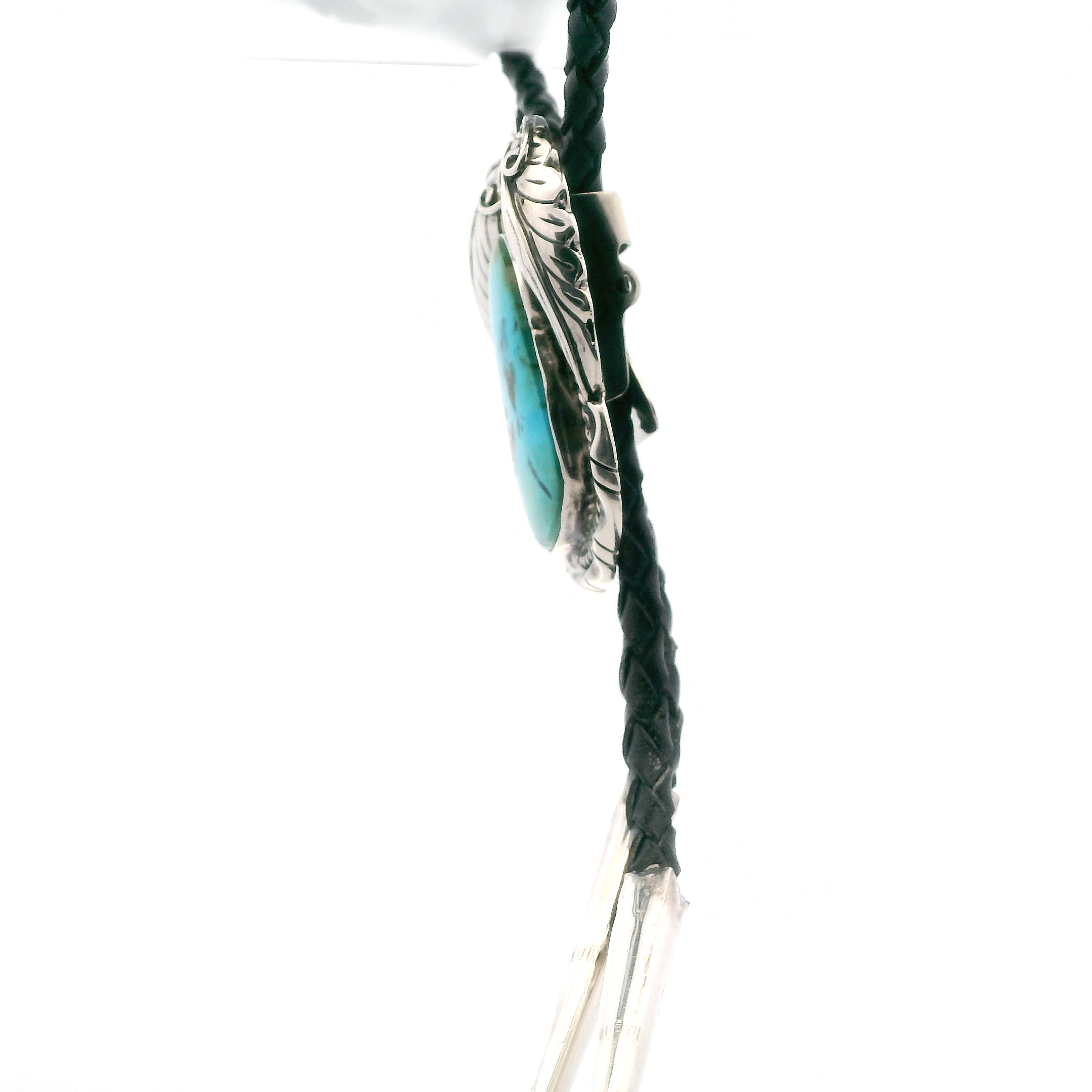 Vintage South West sterling Silver Bolo Necklace & Turquoise Pendant