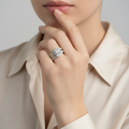 10K/14K White Gold Diamond Women's Ring - 0.69ct