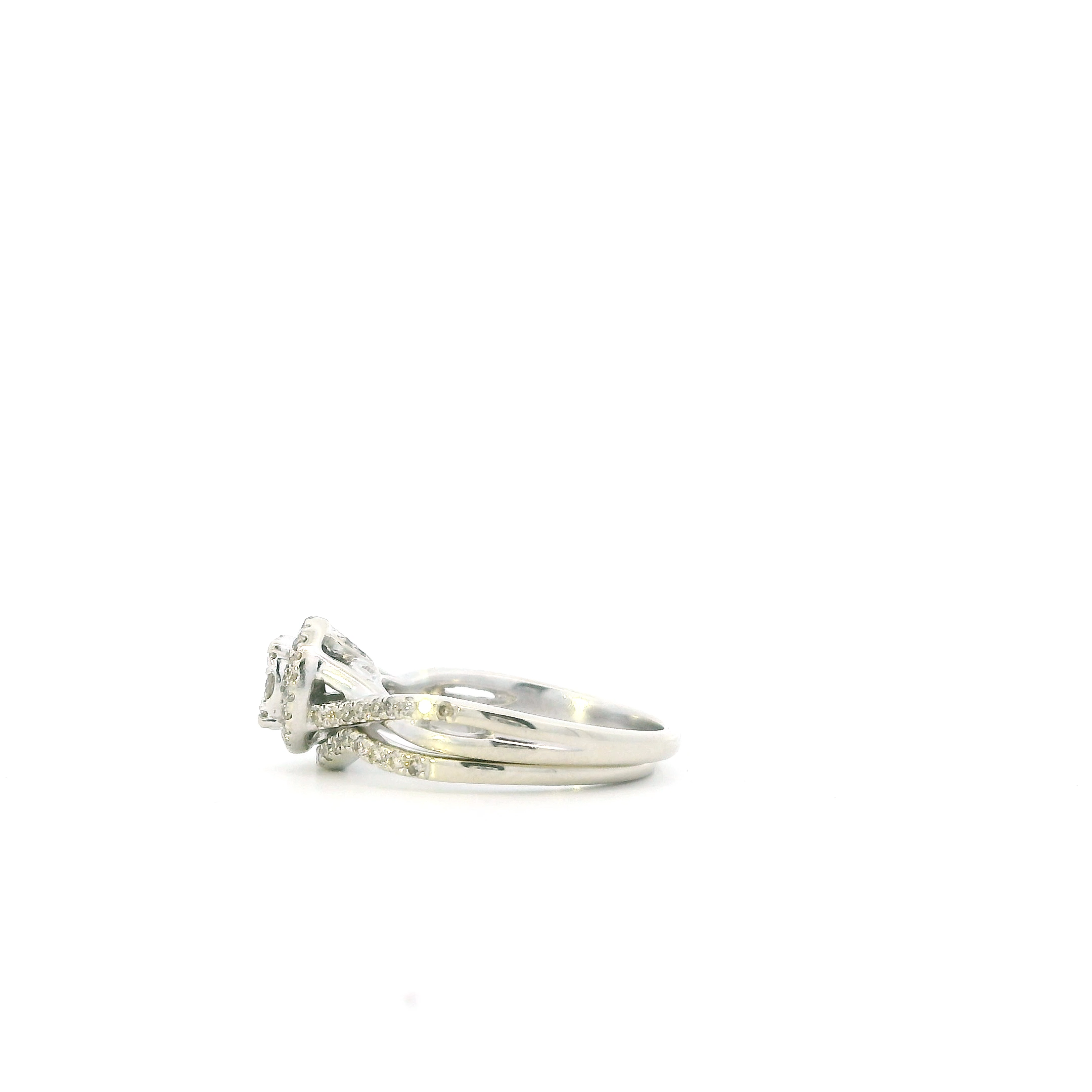 10K White Gold Diamond Women's Engagement & Wedding Ring Set - 0.50ct