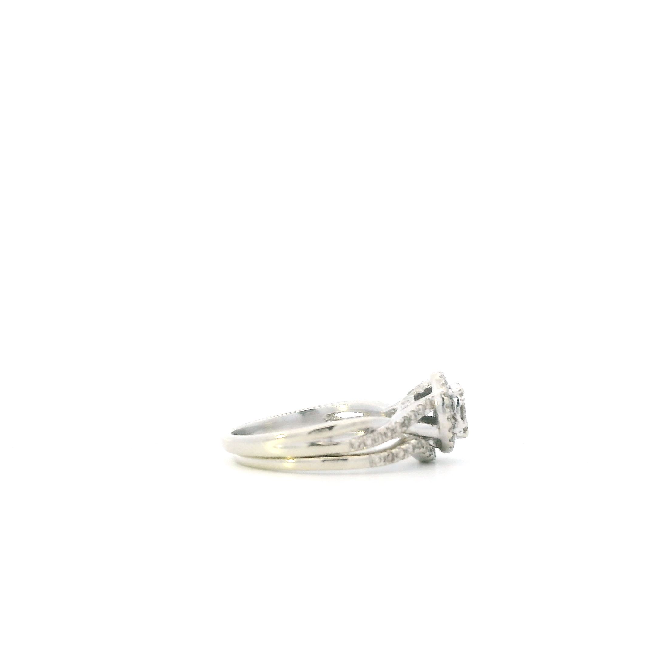 10K White Gold Diamond Women's Engagement & Wedding Ring Set - 0.50ct