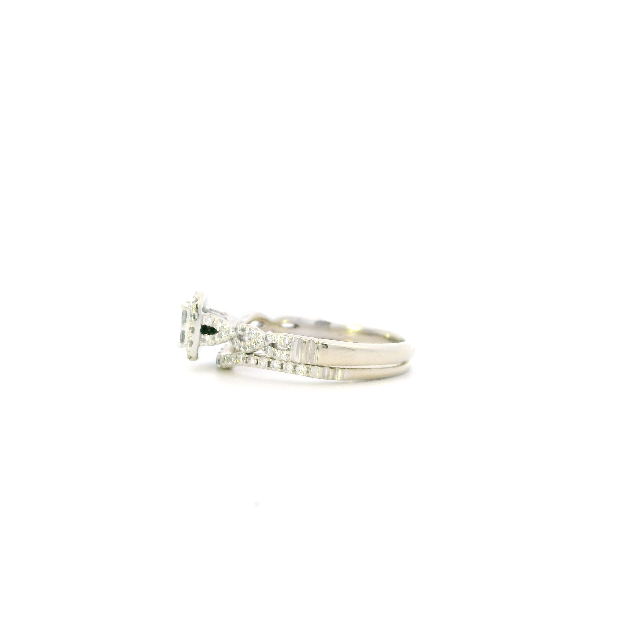 Disney 14K White Gold Diamond Cinderella Engagement & Wedding Ring Set - 0.92ct