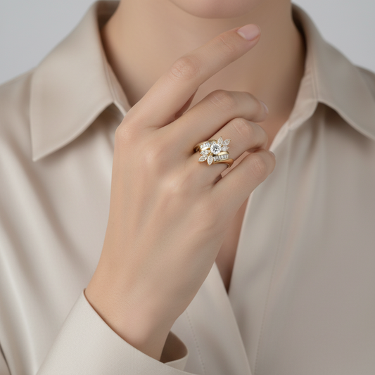 14K Yellow Gold Diamond Women's Ring - 1.05ct