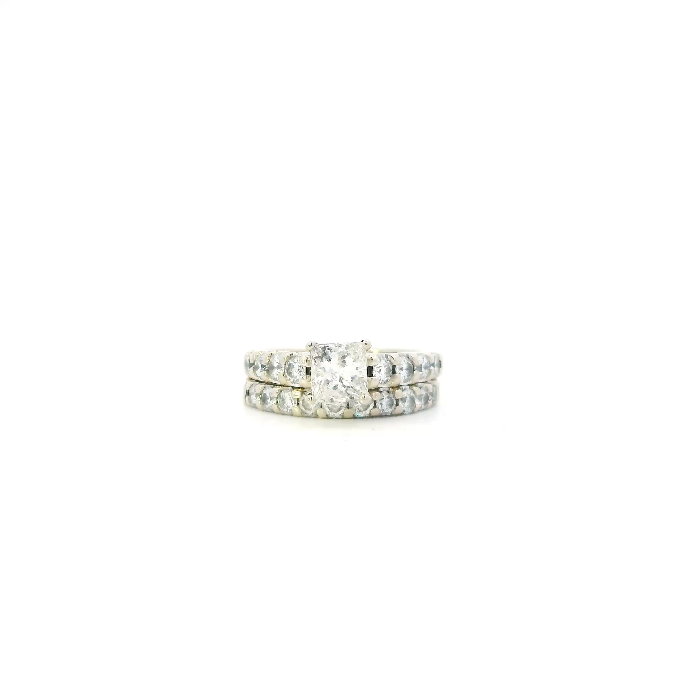 14K White Gold Diamond Women's Engagement & Wedding Ring Set-2.14ct