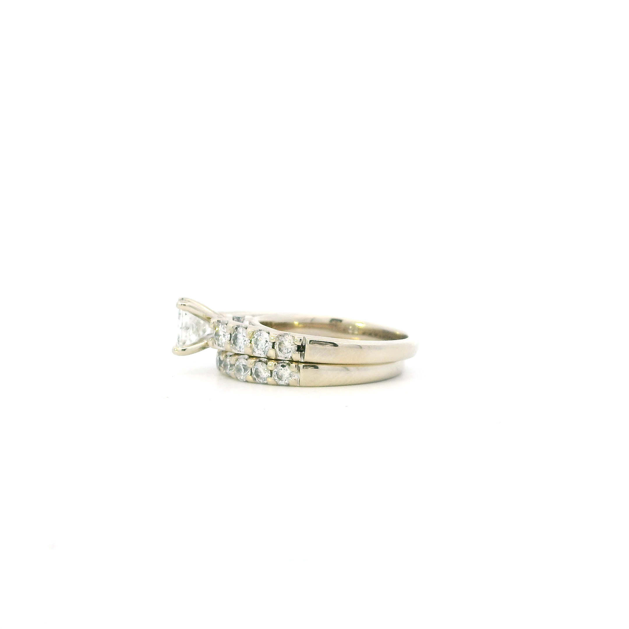 14K White Gold Diamond Women's Engagement & Wedding Ring Set-2.14ct