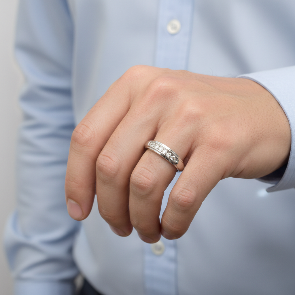 10K White Gold Diamond Men's Ring - 0.27ct