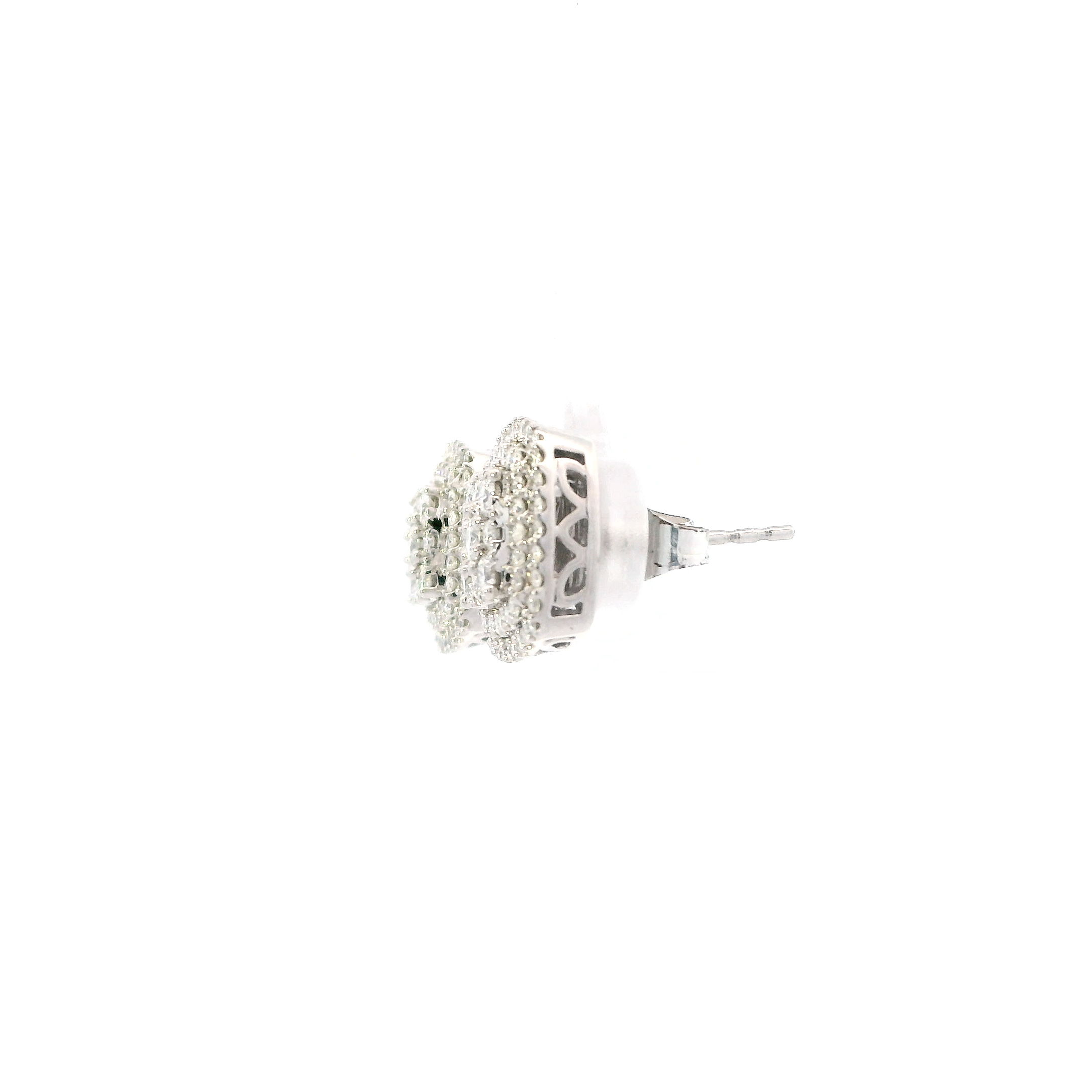 10K White Gold Diamond Square Stud Earrings - 0.91ct