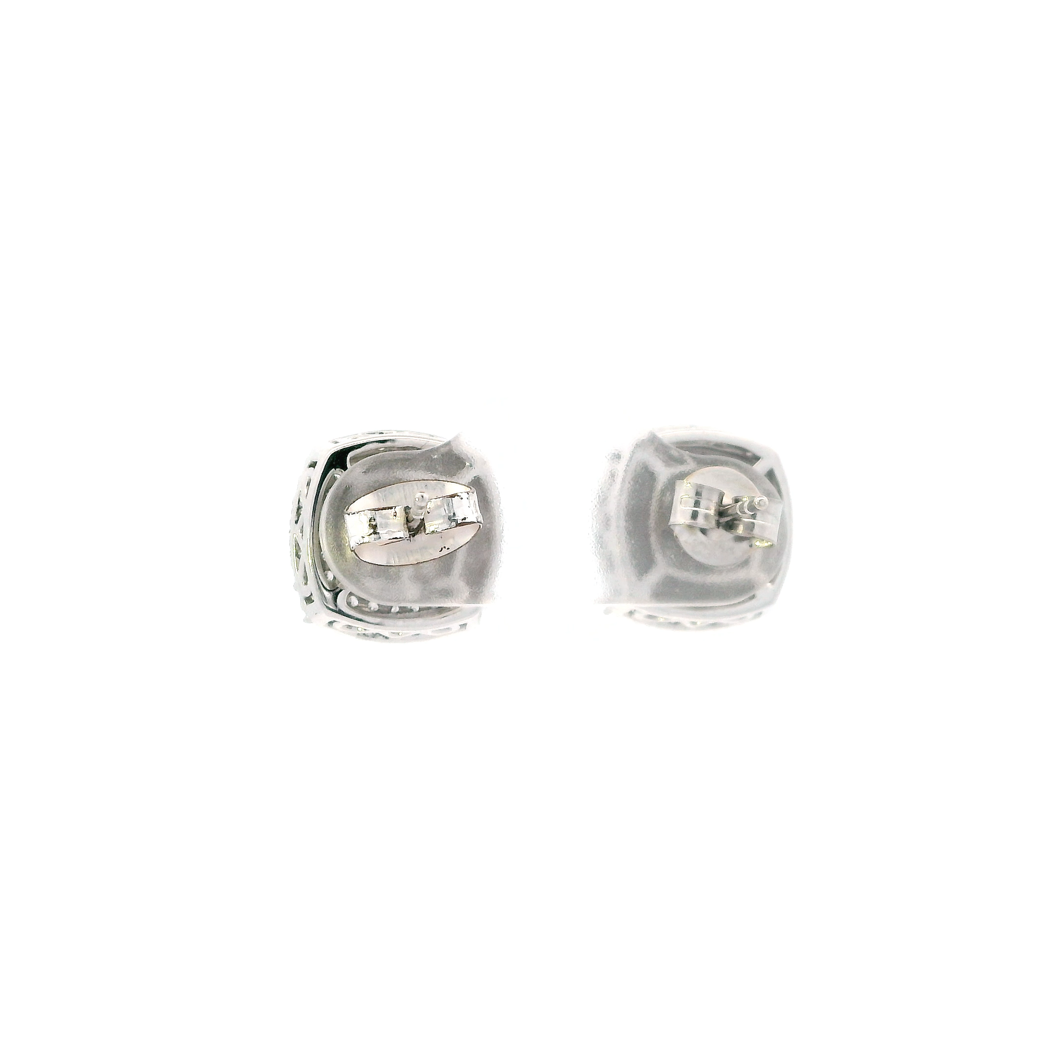 10K White Gold Diamond Square Stud Earrings - 0.91ct