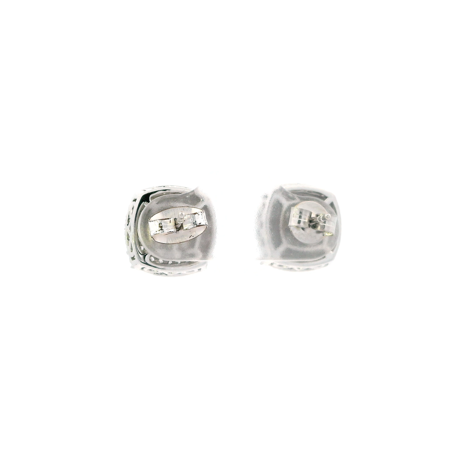 10K White Gold Diamond Square Stud Earrings - 0.91ct