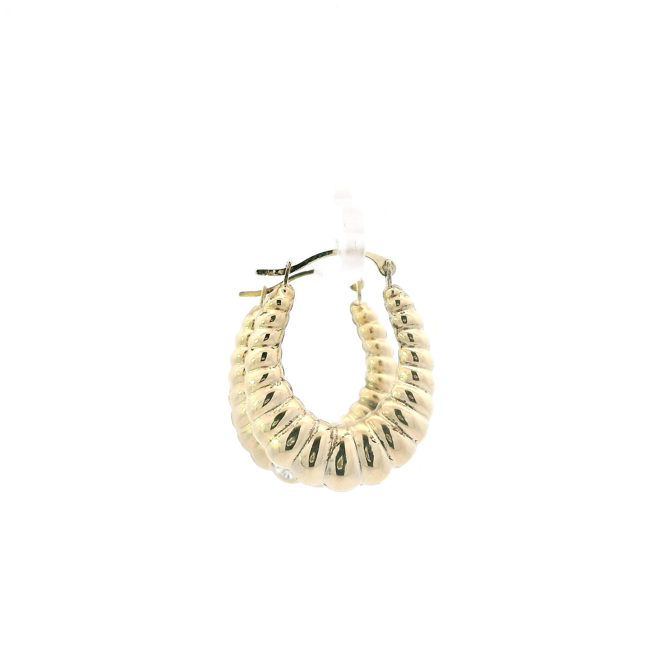 10K Yellow Pave Crystal Scalloped Hoop Earrings