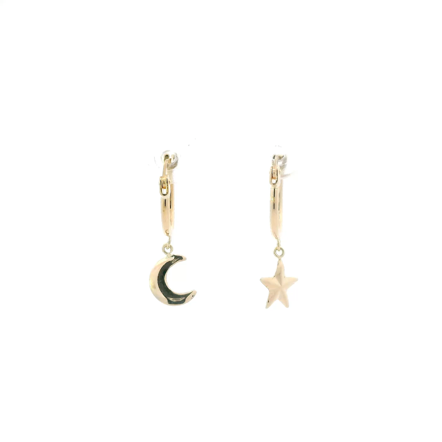 10K Yellow Gold Star & Moon Hoop Earrings