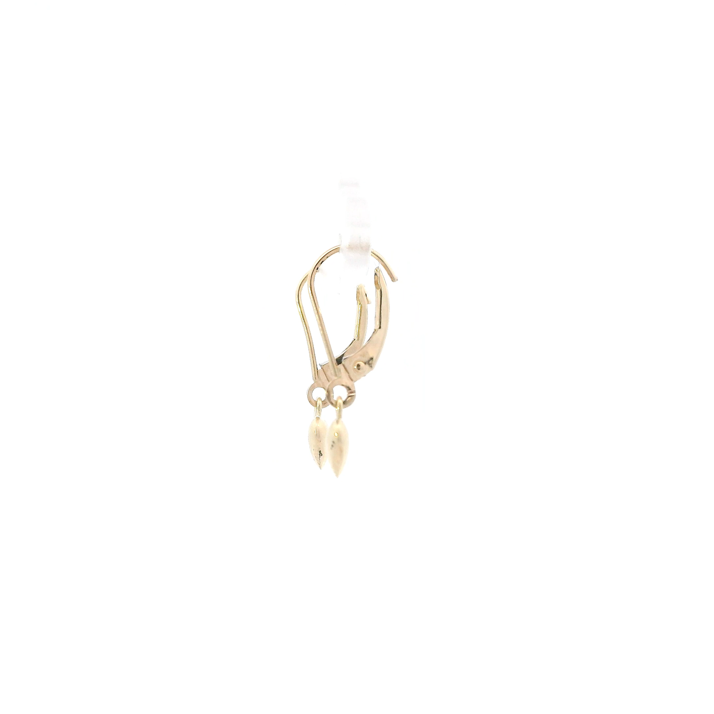 10K Yellow Gold Puff Heart Dangle Lever Back Earrings