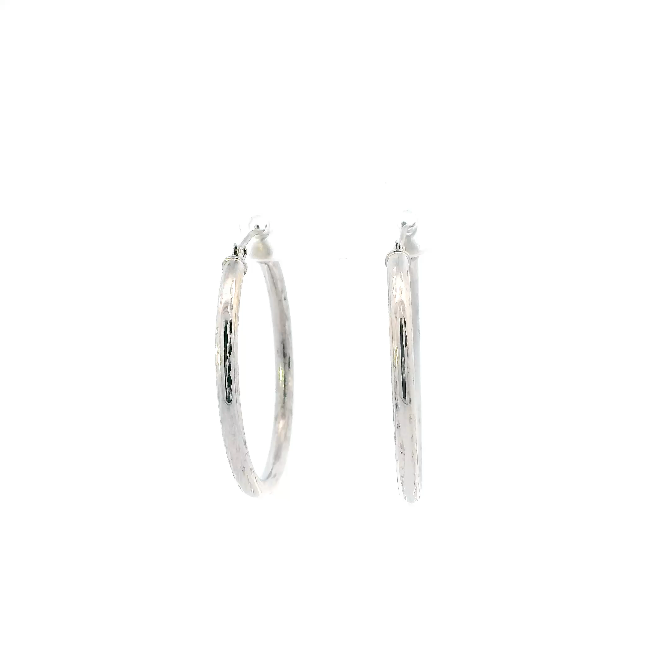 10K White Gold Hoop Earrings