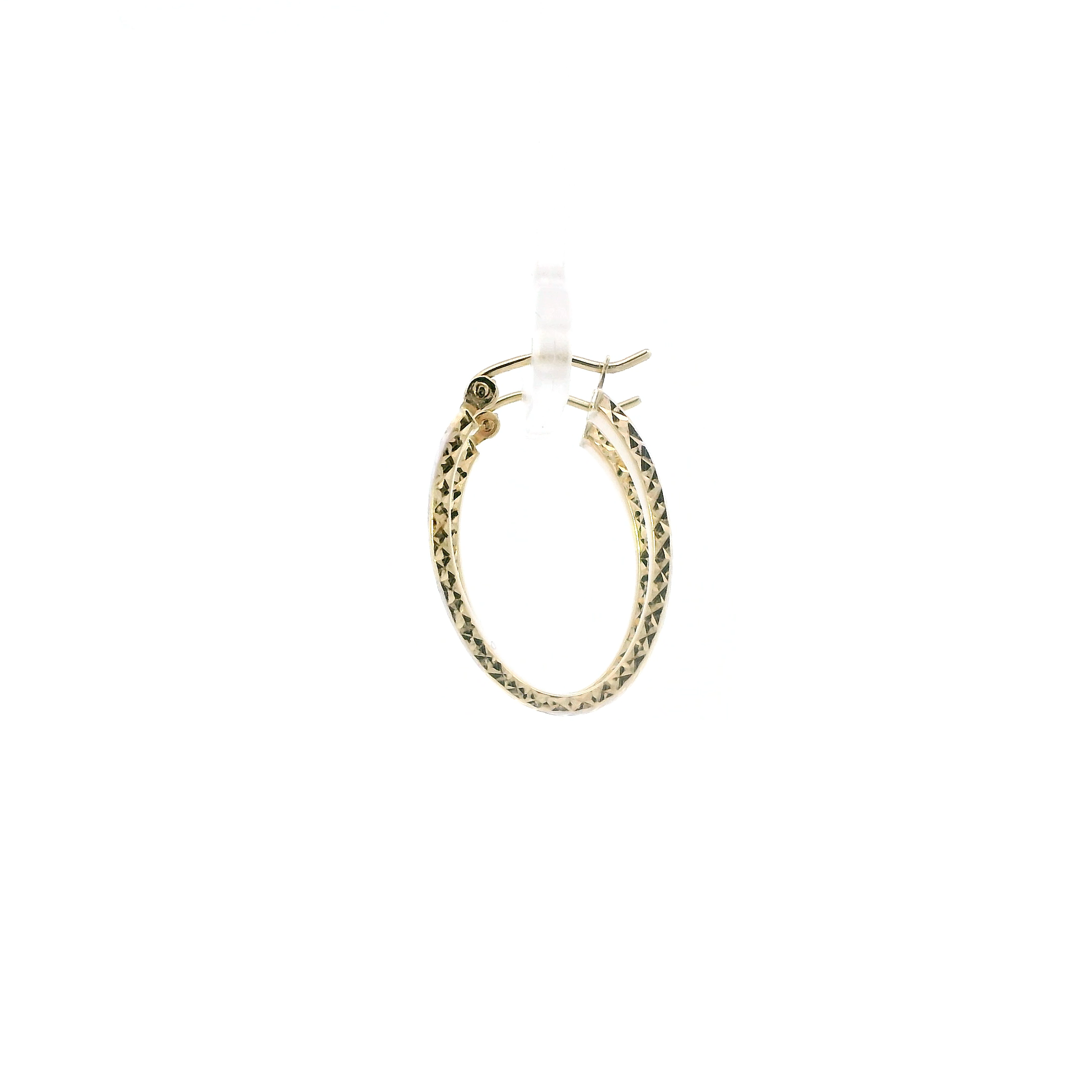 10K Yellow & White Gold Oval Striped Hoop Earrings