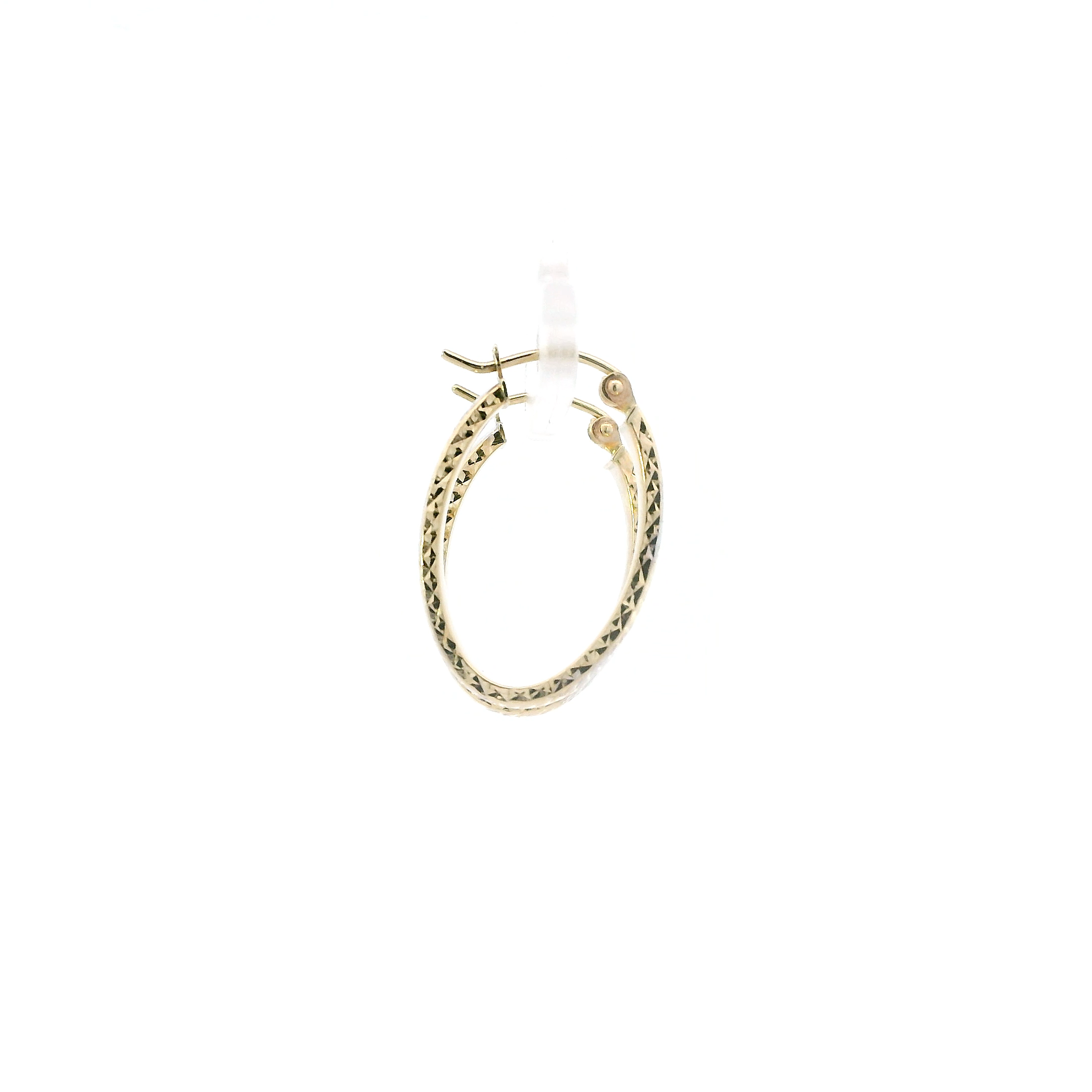 10K Yellow & White Gold Oval Striped Hoop Earrings