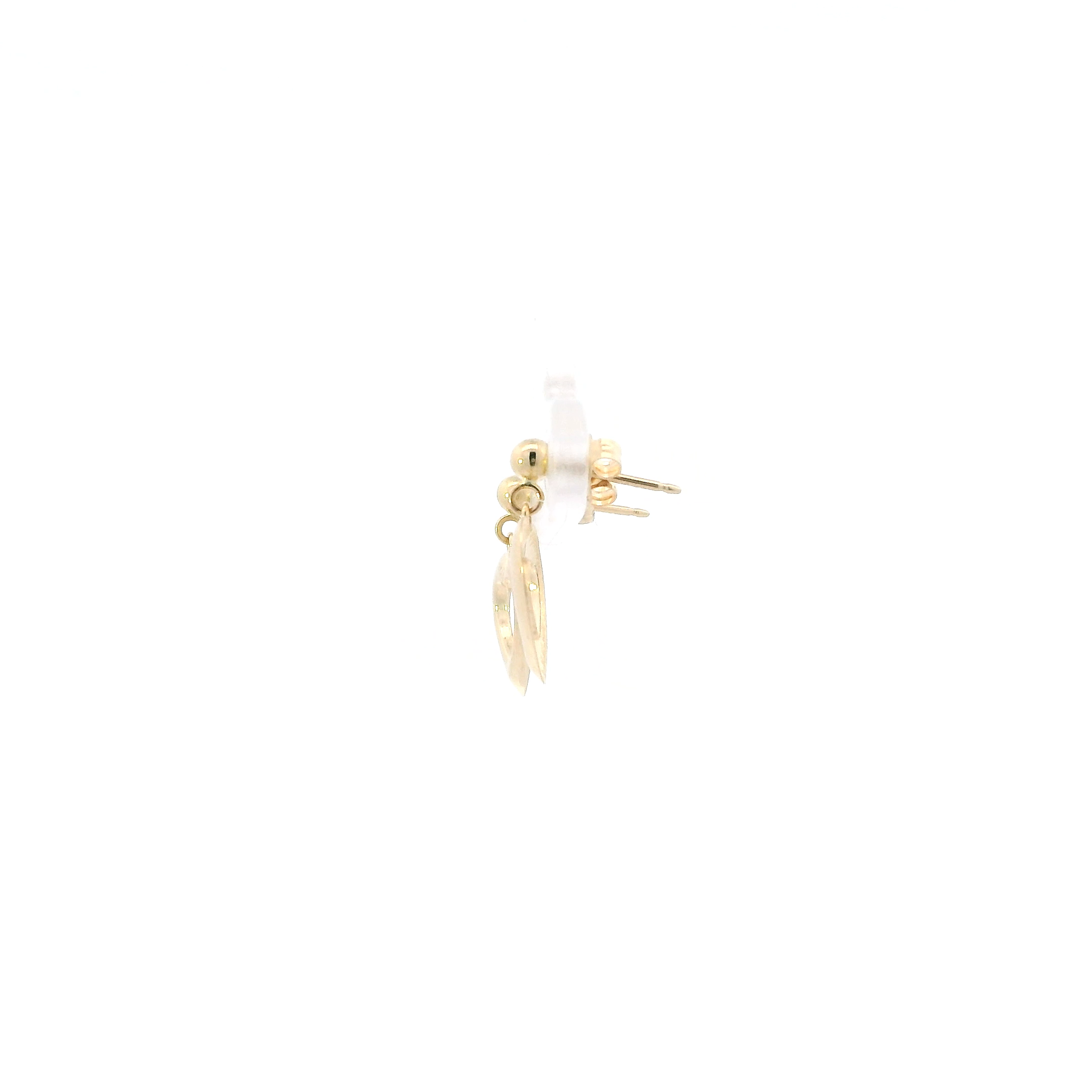 14K Yellow Gold Open Heart Dangle Earrings