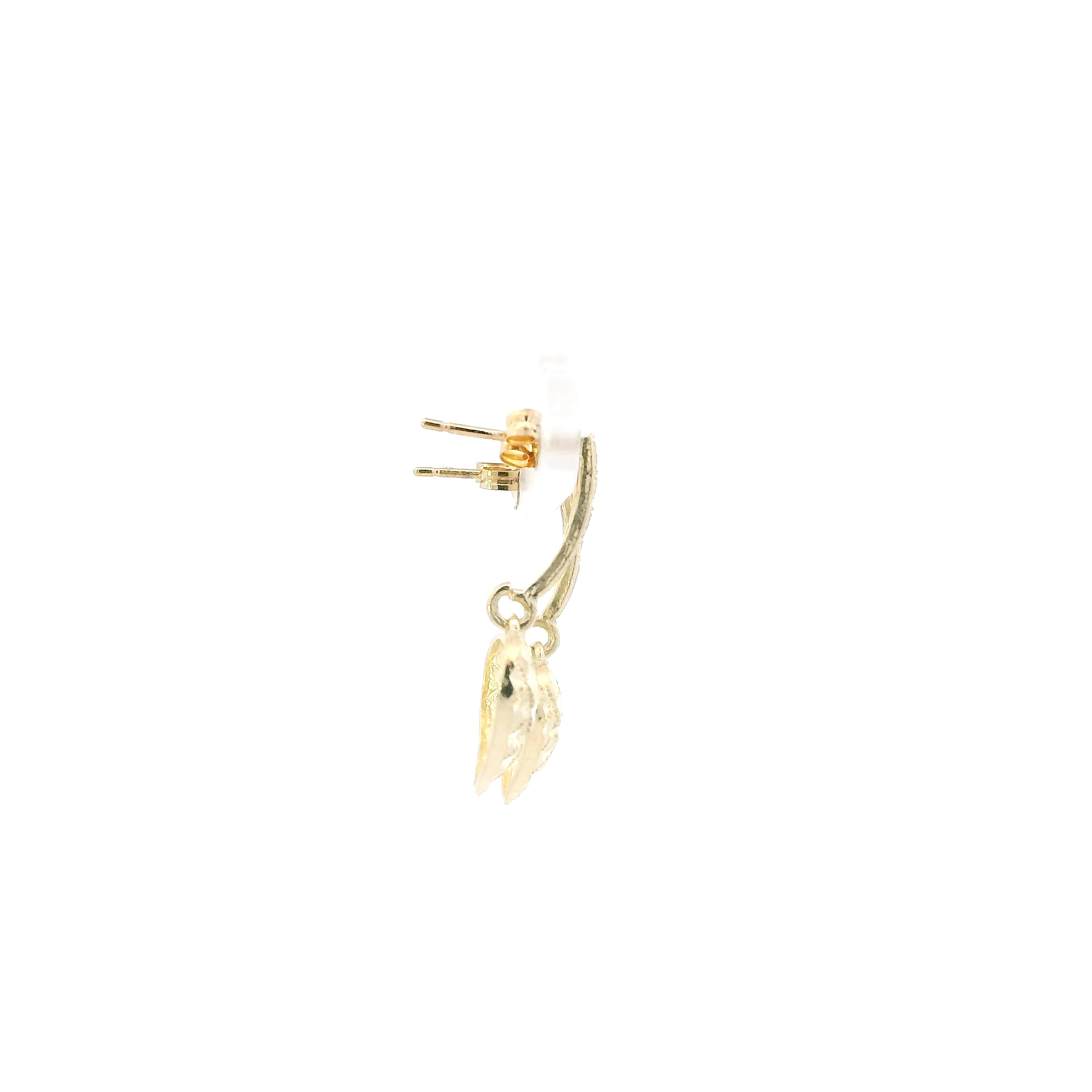 14K Yellow Gold Heart Dangle Earrings