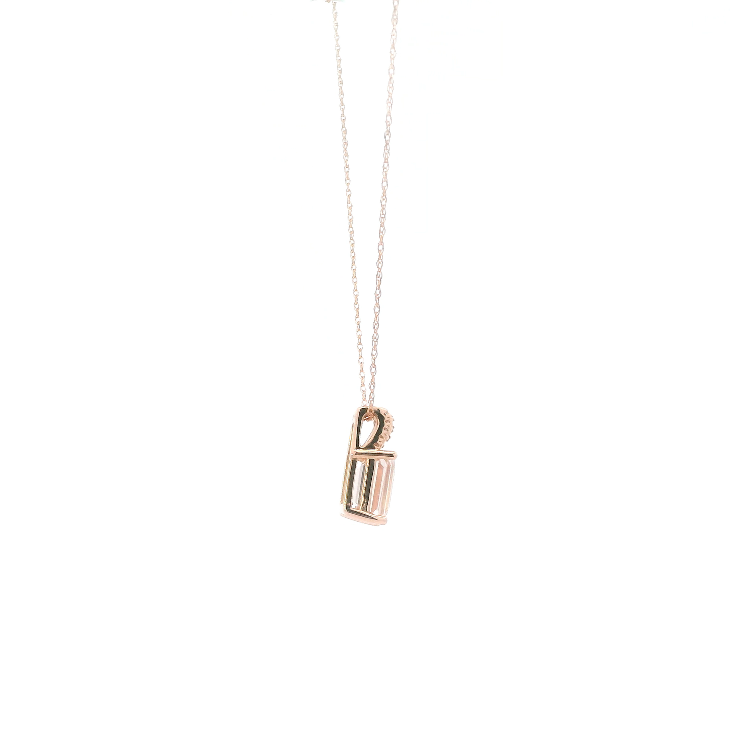 14K Rose Gold Morganite & Diamond Pendant & Rope Chain Set - 0.10ct