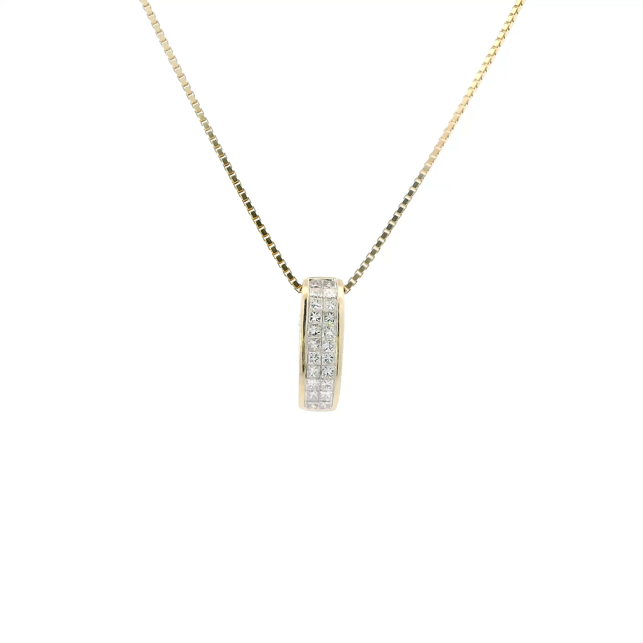 14K Yellow Gold Diamond Pendant & 17.5