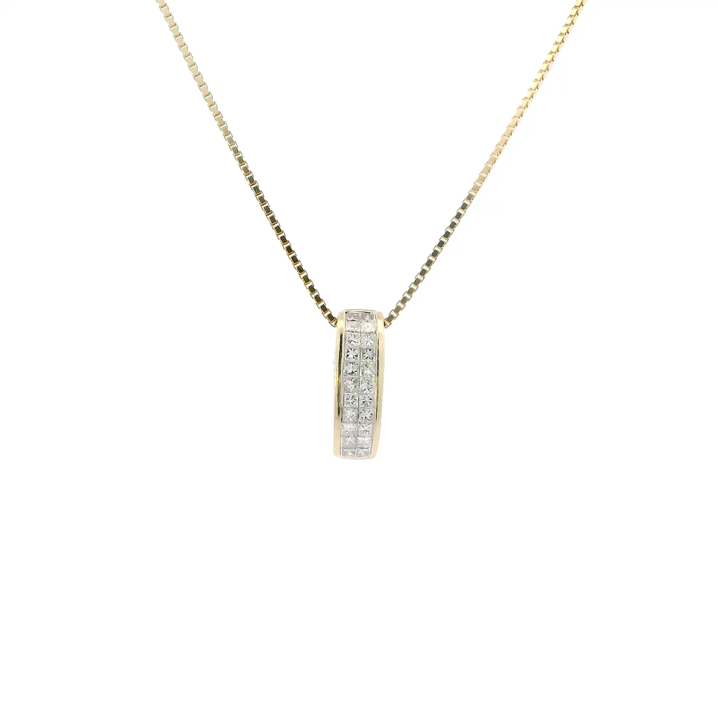 14K Yellow Gold Diamond Pendant & 17.5" Box Chain -0.63ct