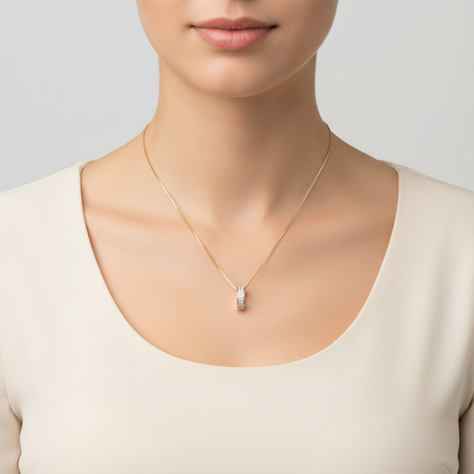 14K Yellow Gold Diamond Pendant & 17.5" Box Chain Set - 0.63ct