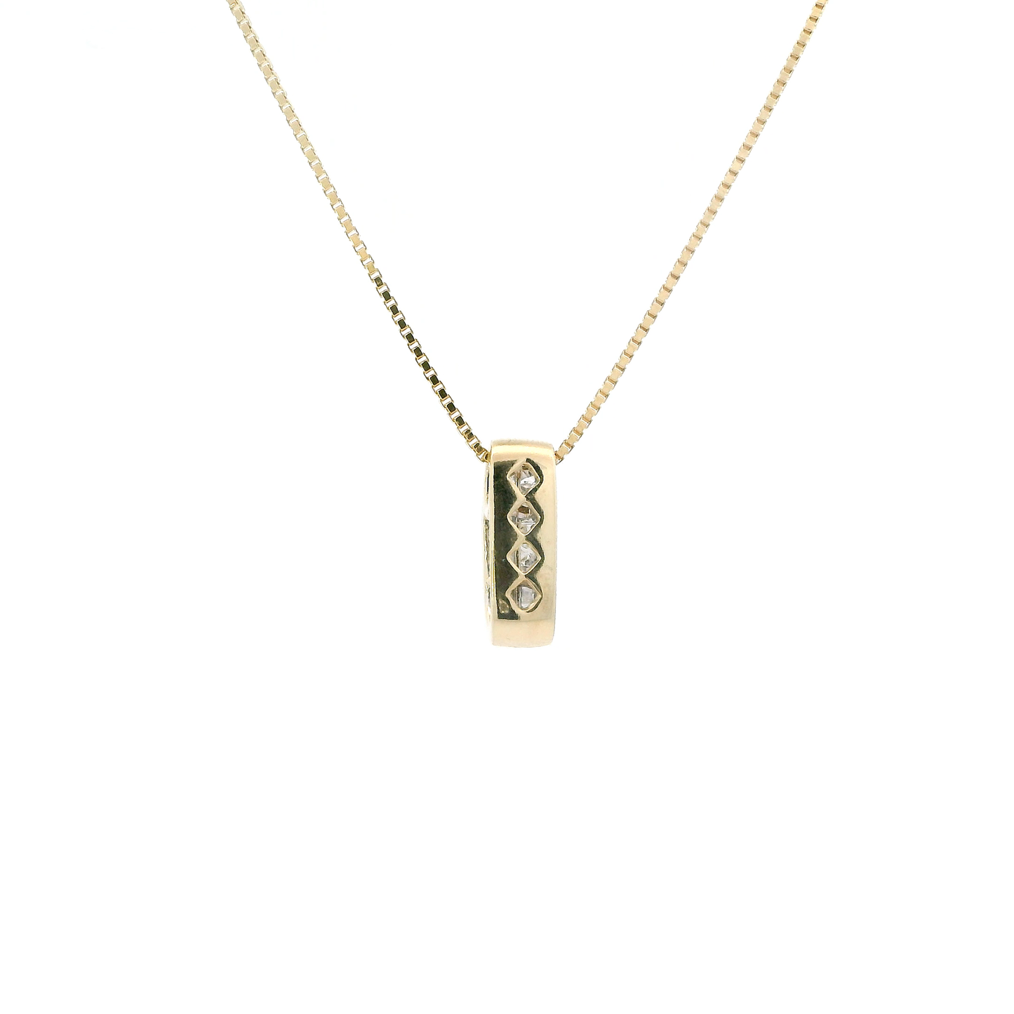 14K Yellow Gold Diamond Pendant & 17.5" Box Chain -0.63ct