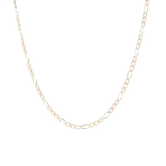10K Tri Color 20" Figaro Chain