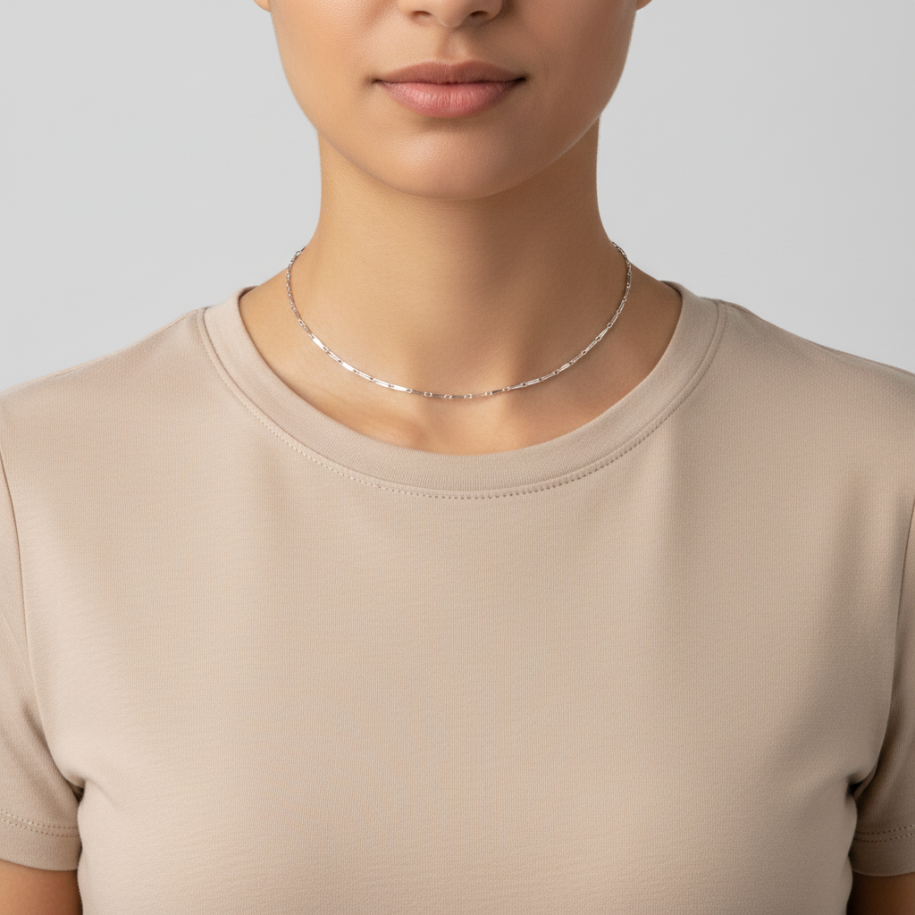 14K White Gold 14.5" Paper Clip Chain