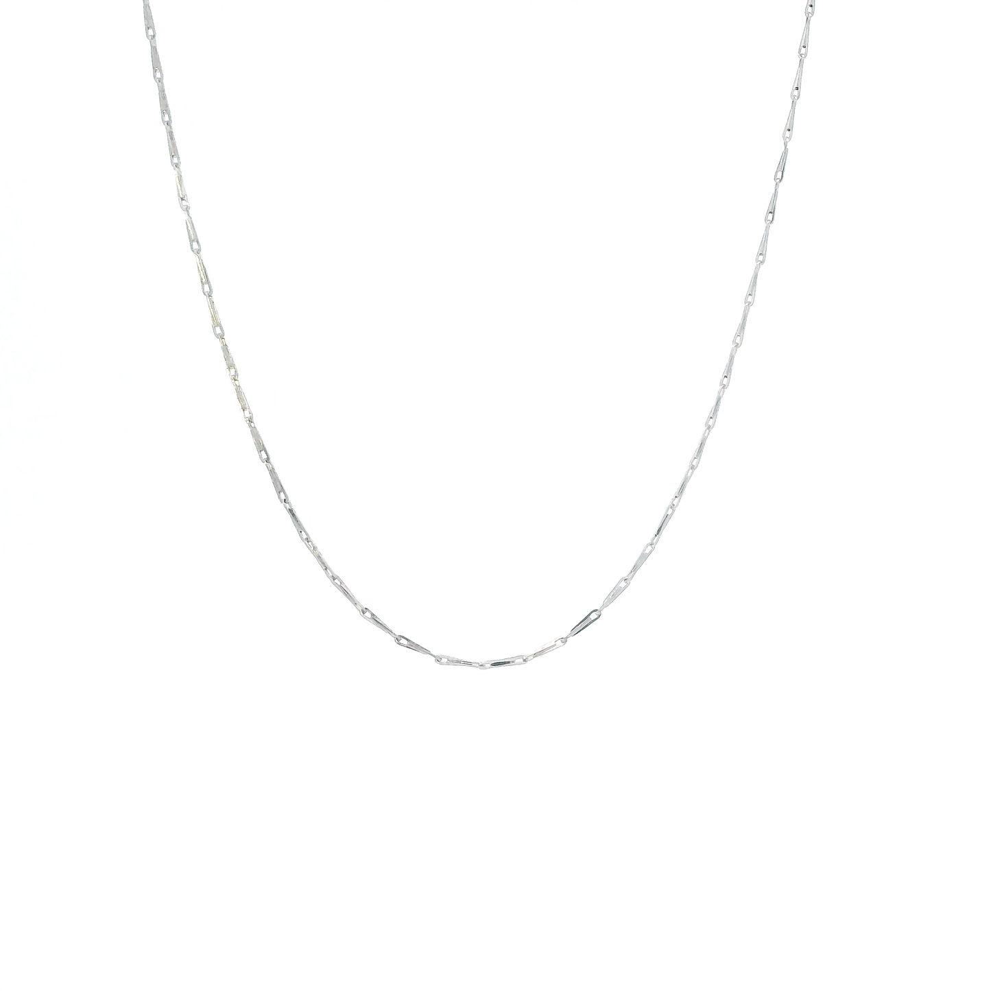 14K White Gold 14.5" Paper Clip Chain