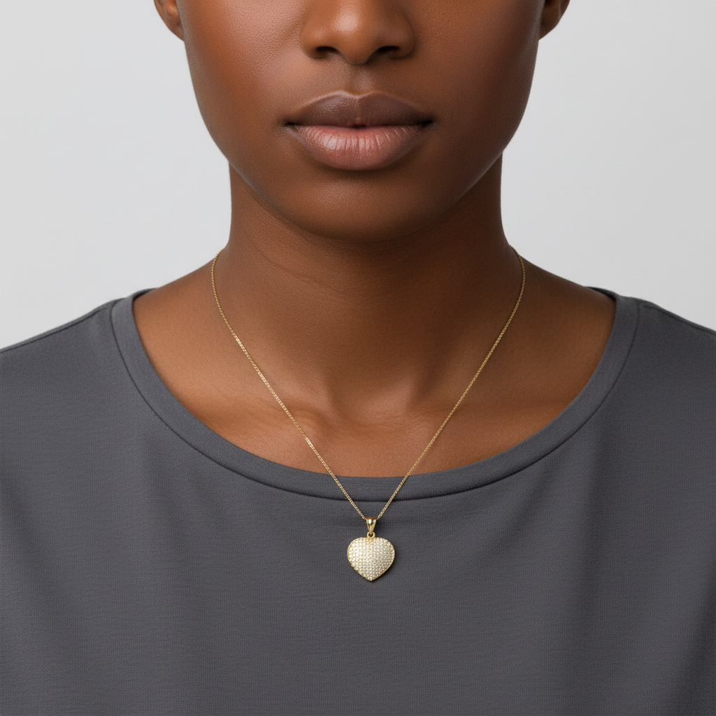 10K Yellow Gold Pave Heart Pendant