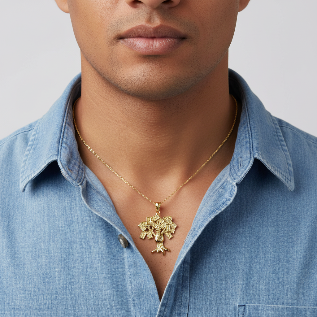 10K Yellow Gold Money Tree Pendant