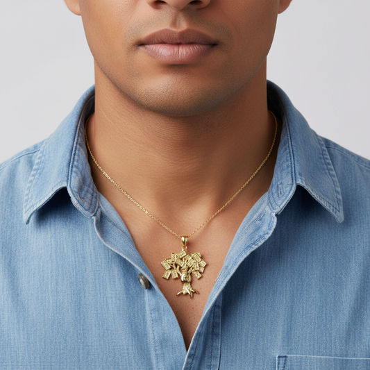 10K Yellow Gold Money Tree Pendant