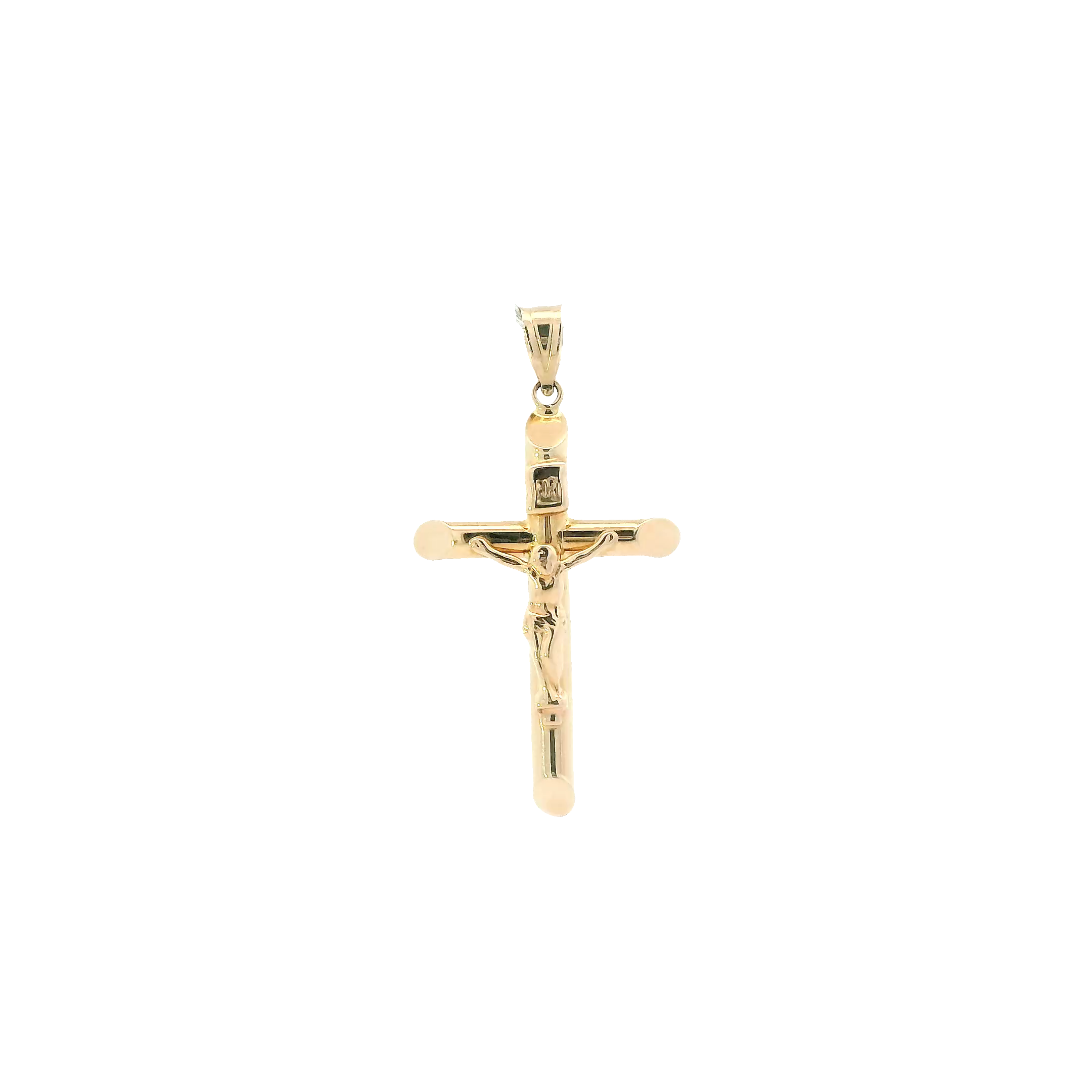 14K Yellow Gold Hollow Crucifix Pendant