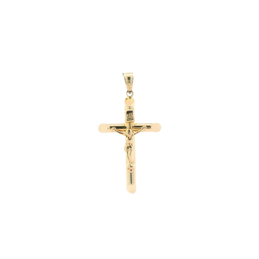 14K Yellow Gold Hollow Crucifix Pendant