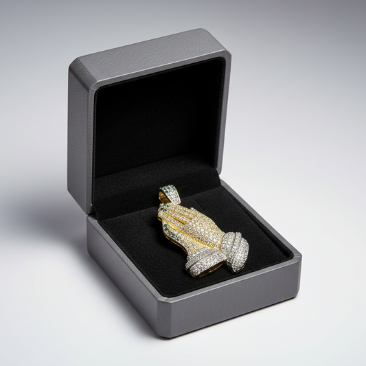 14K Yellow Gold Praying Hands Pendant