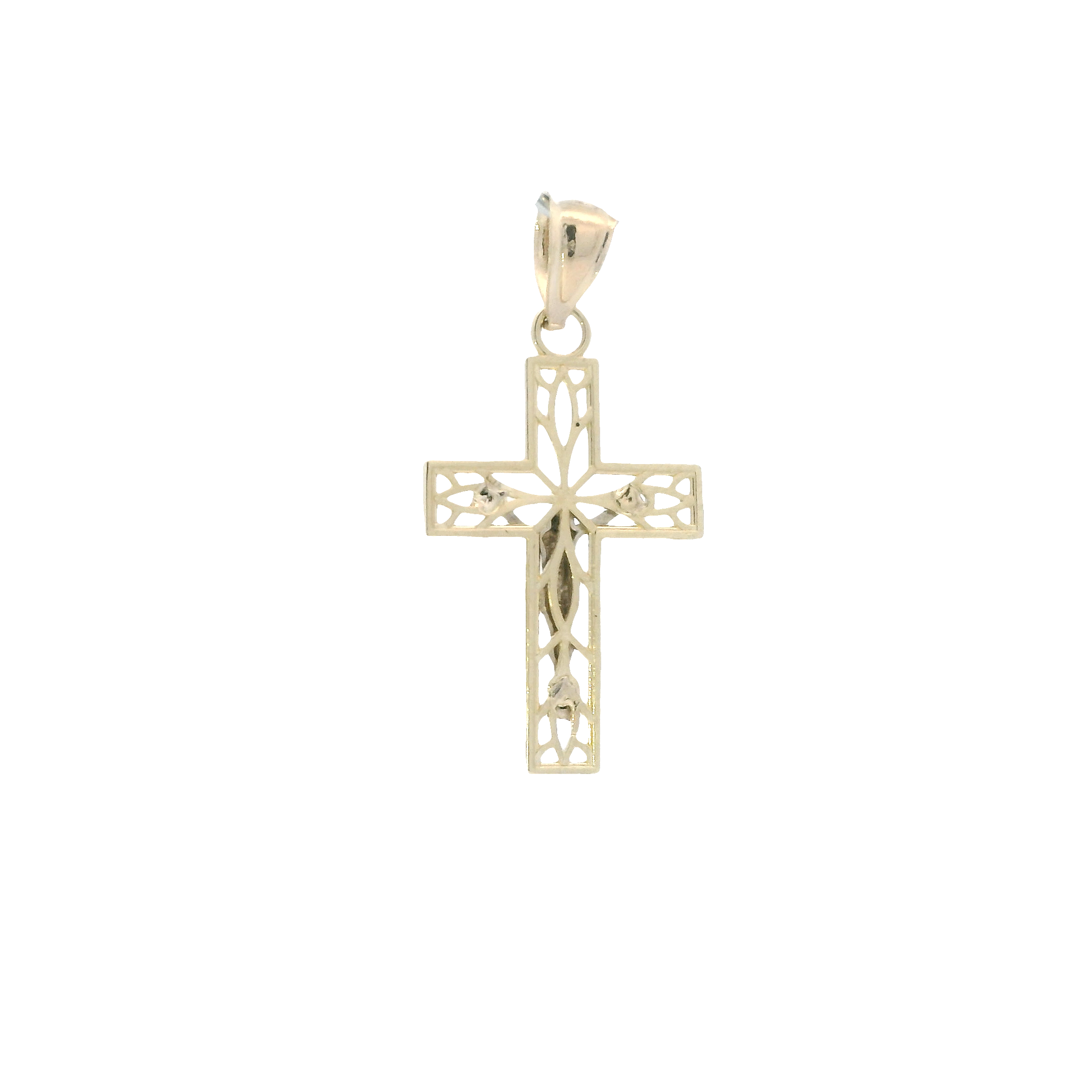 14K Yellow & White Gold Filigree Crucifix Pendant