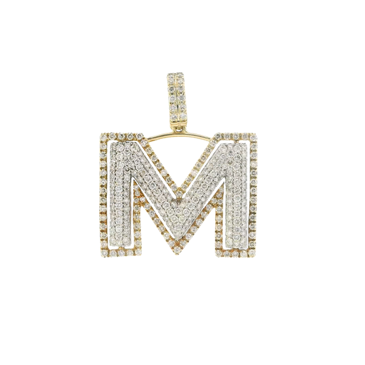 14K Yellow Gold Diamond Letter "M" Pendant - 2.68ct