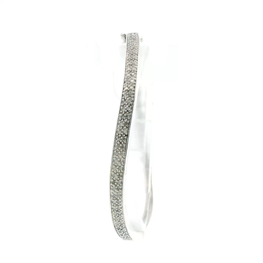 Sterling Silver Diamond Hinged Bangle Bracelet