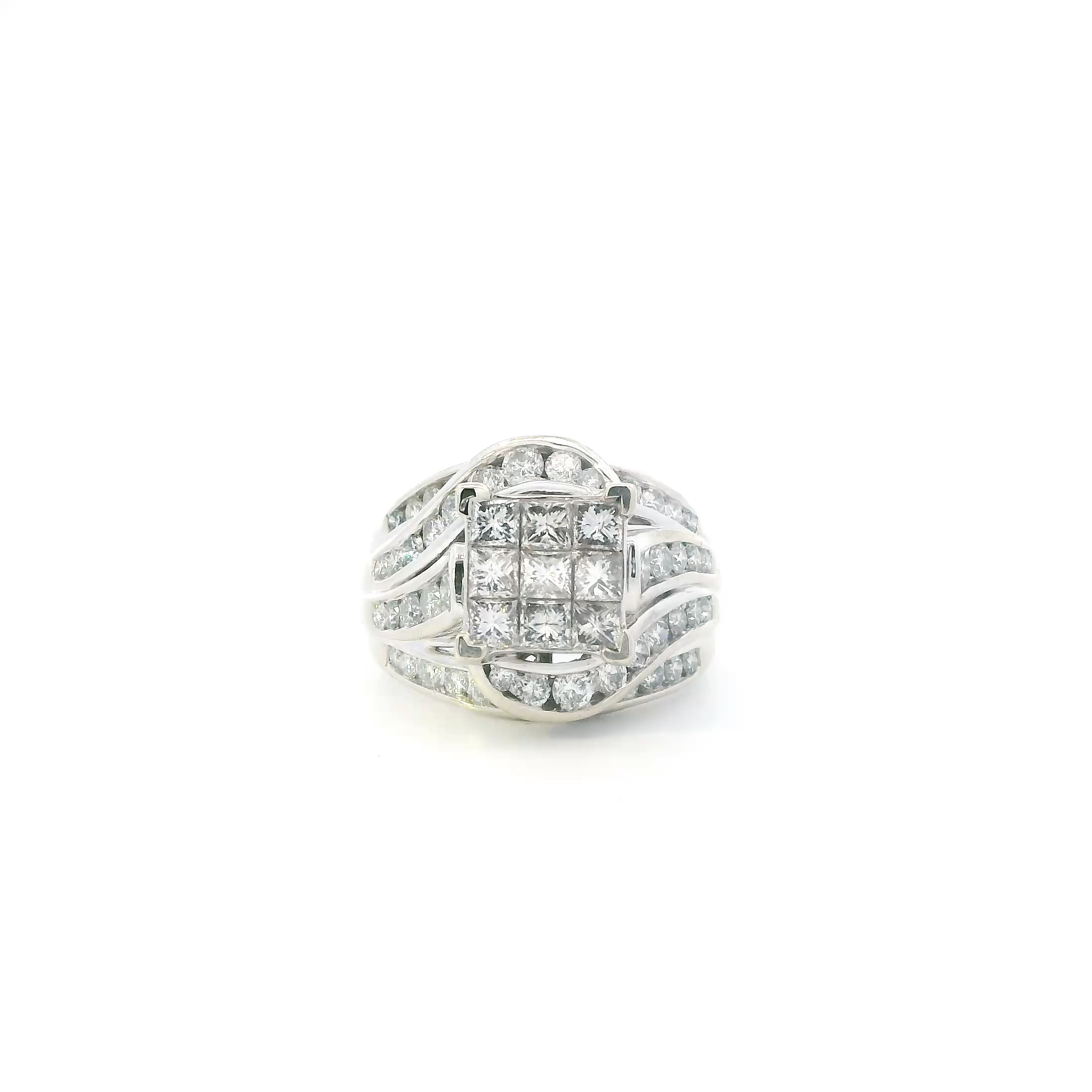10K White Gold Diamond Ring-2.35ct