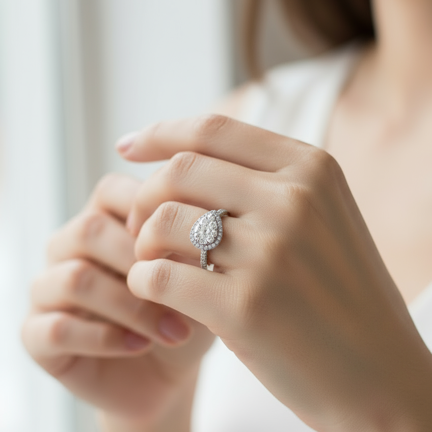 10K White Gold Lab Grown Diamond Women's Ring - 0.97ct