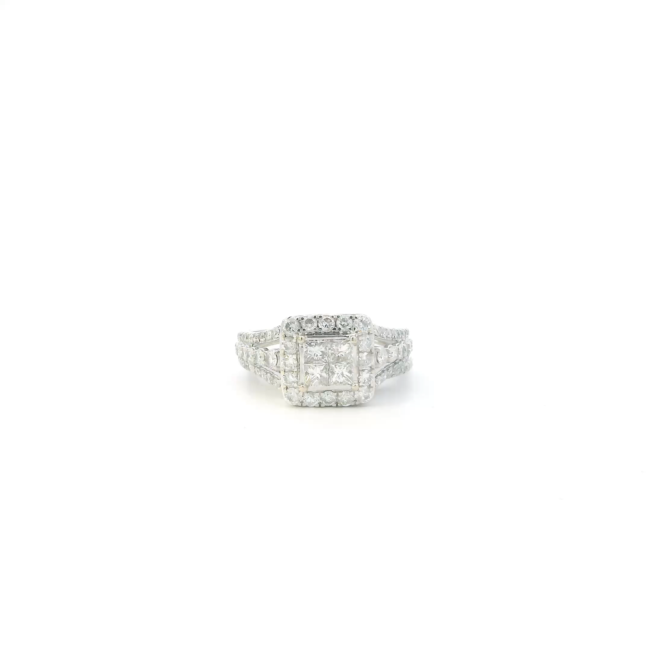 14K White Gold Diamond Women's Engagement & Wedding Ring Set  -1.26ct