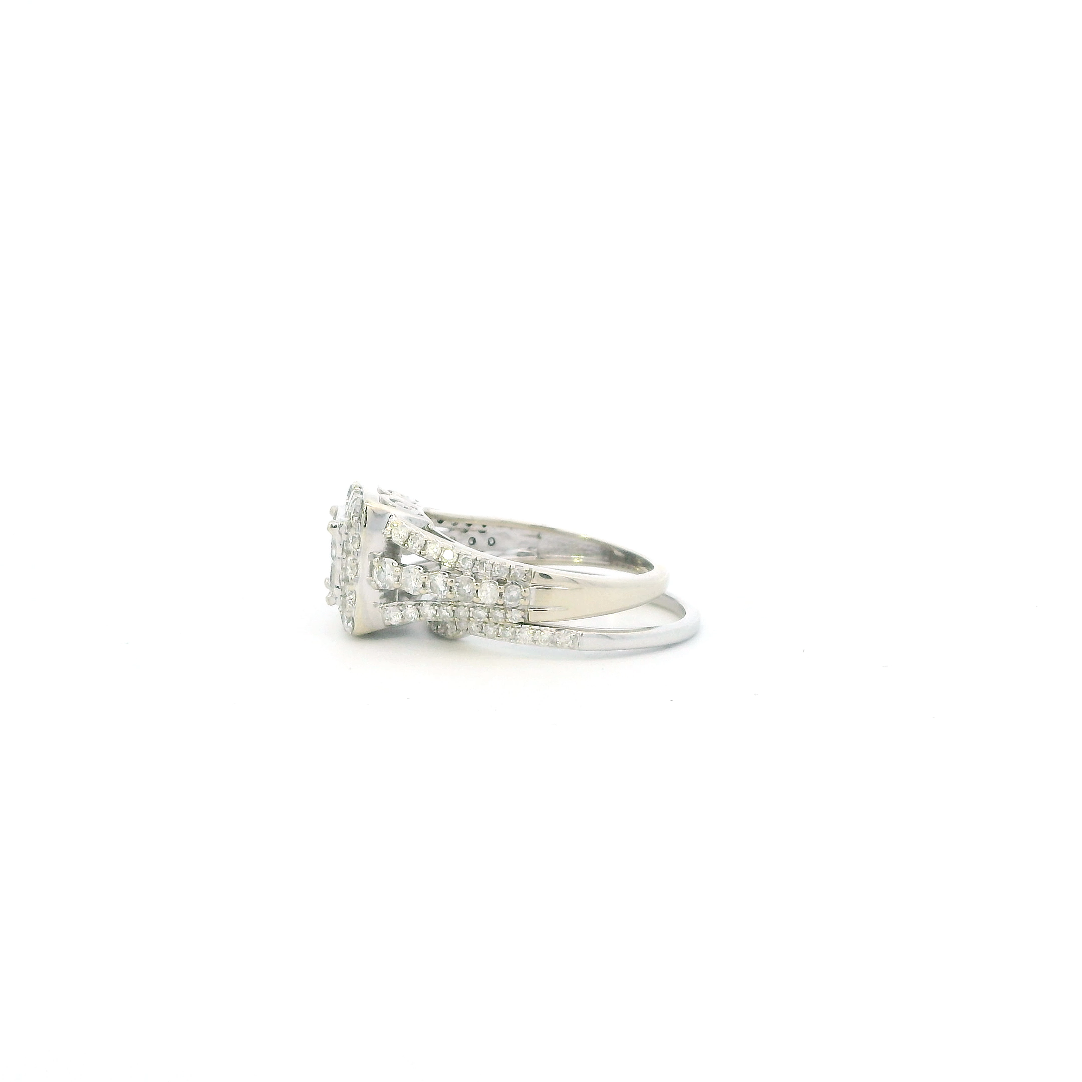 14K White Gold Diamond Women's Engagement & Wedding Ring Set  -1.26ct
