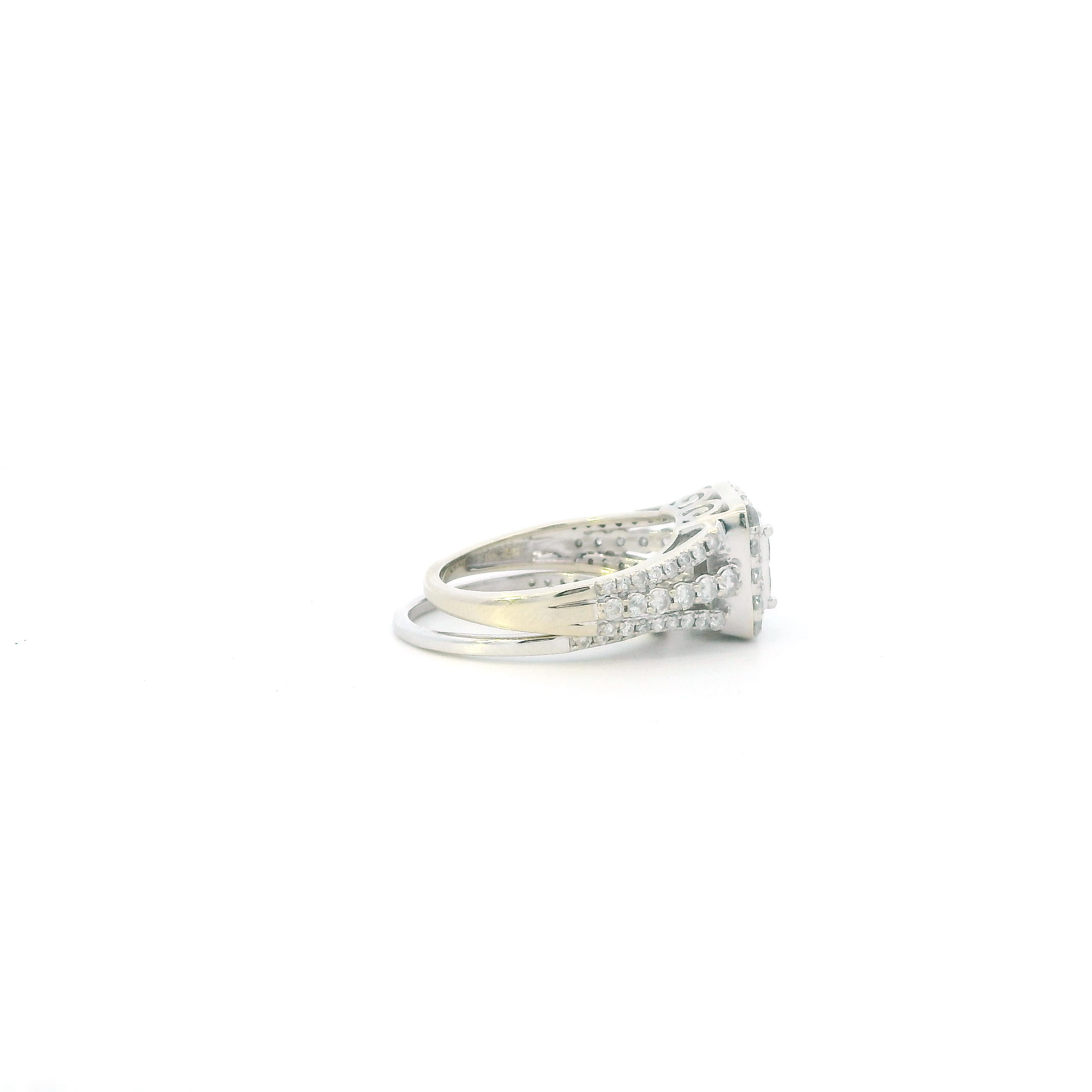 14K White Gold Diamond Women's Engagement & Wedding Ring Set  -1.26ct