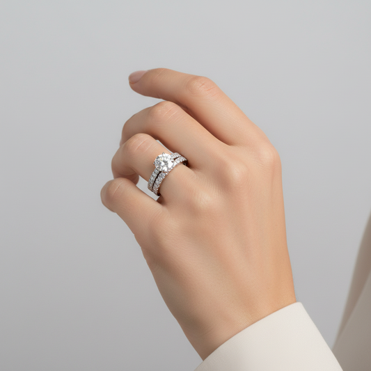 Platinum Diamond Women's Engagement & Wedding Ring Set - 1.64ct