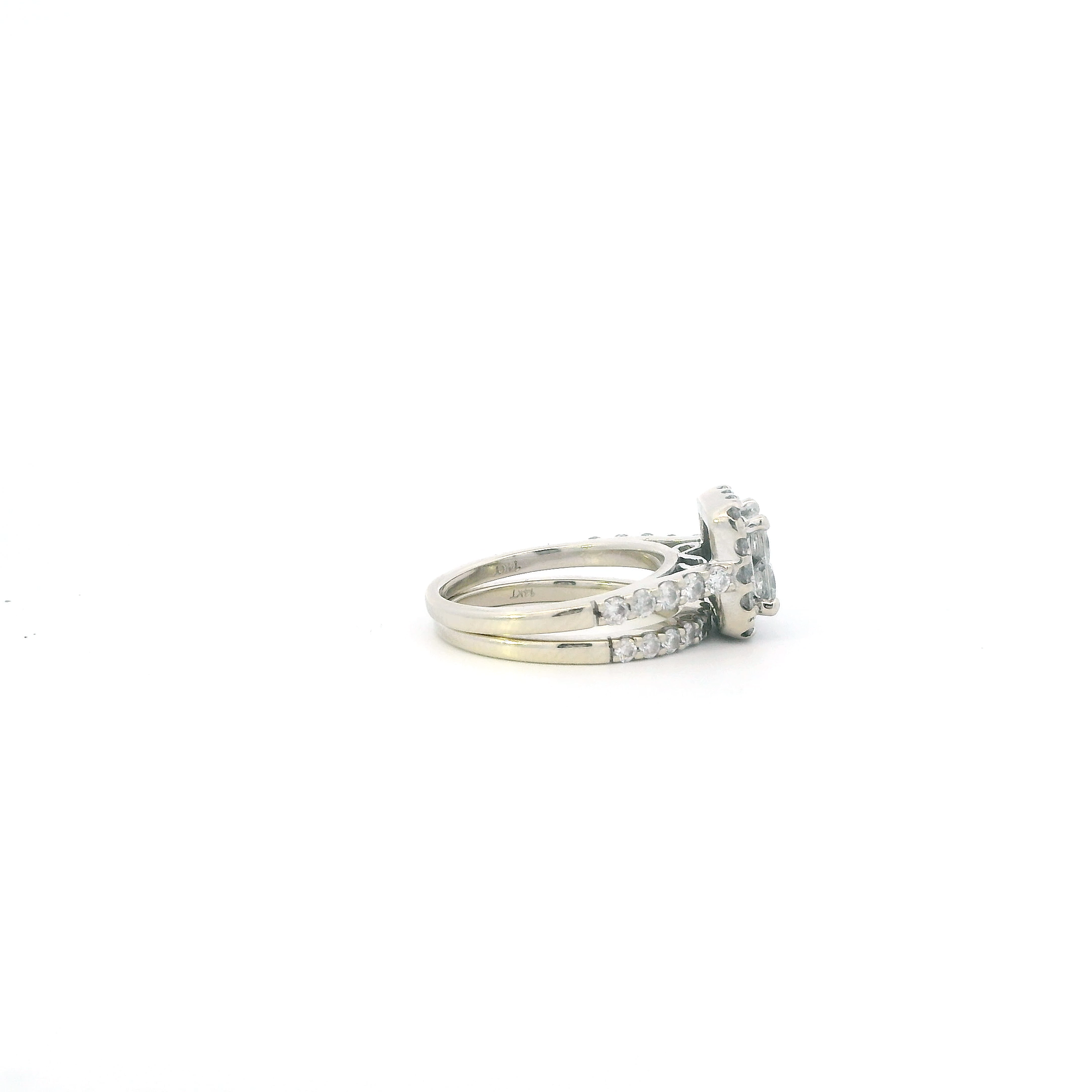 14K White Gold Diamond Women's Engagement & Wedding Ring Set -1.57ct