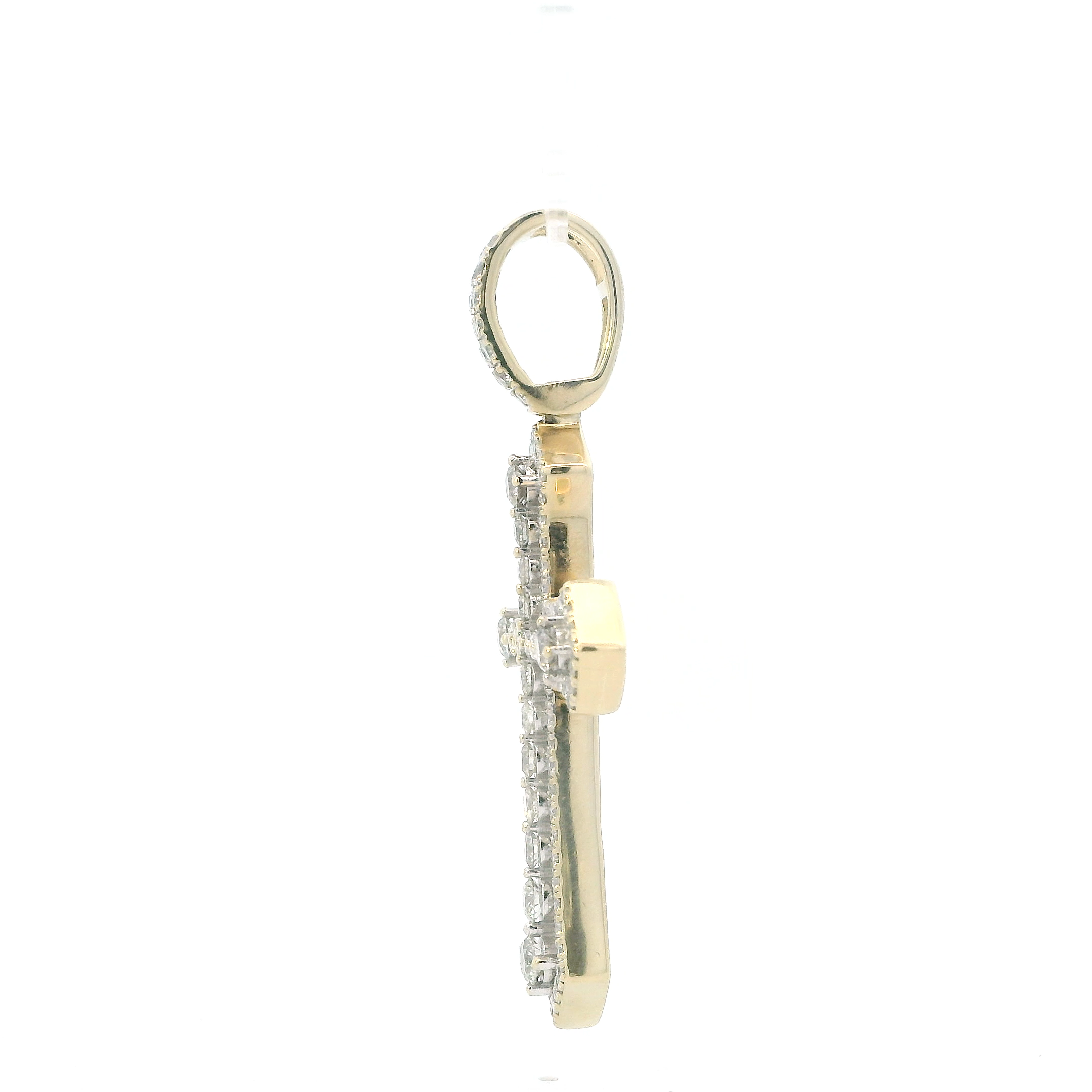 10K Yellow Gold Diamond Cross Pendant-2.19ct