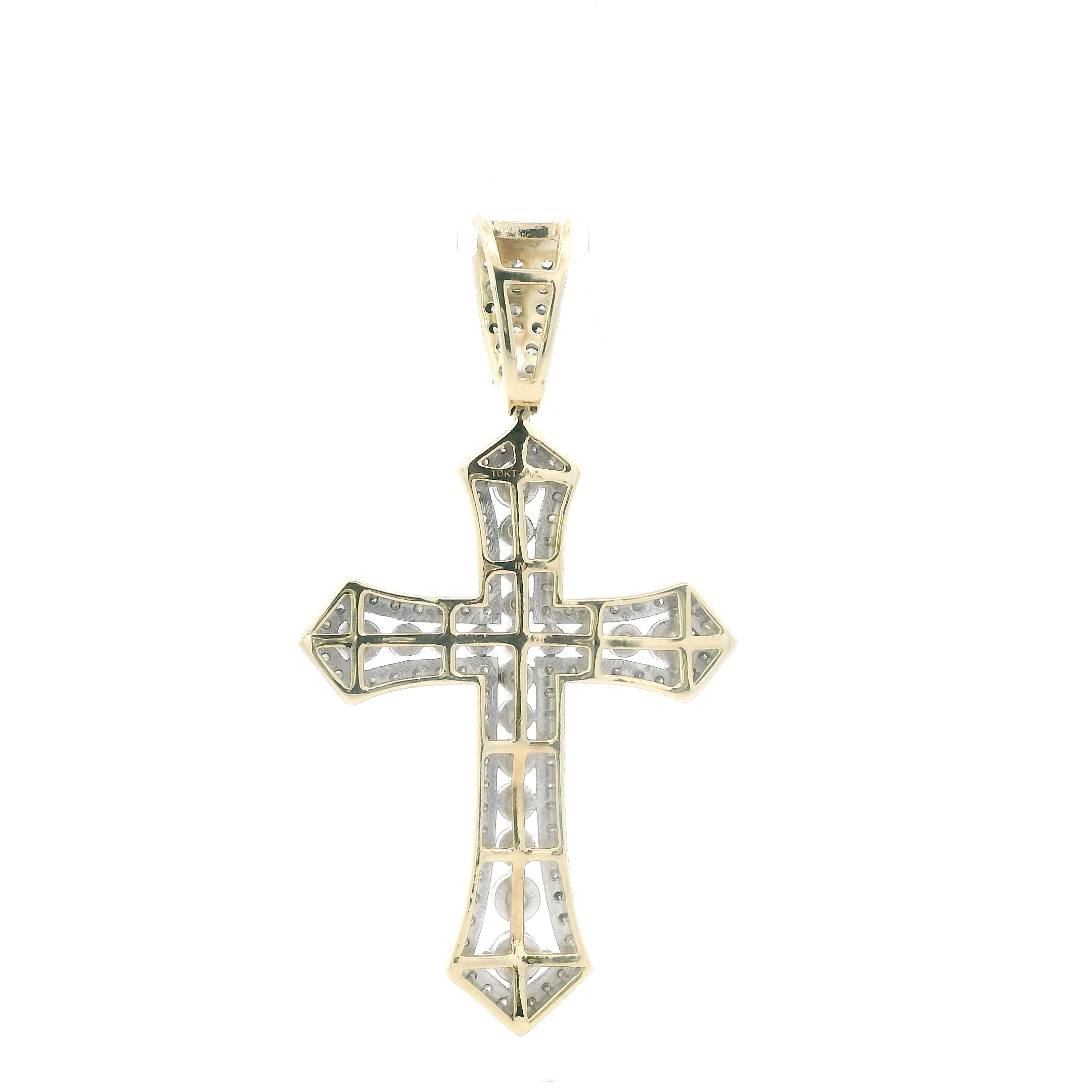 10K Yellow Gold Diamond Cross Pendant-2.19ct