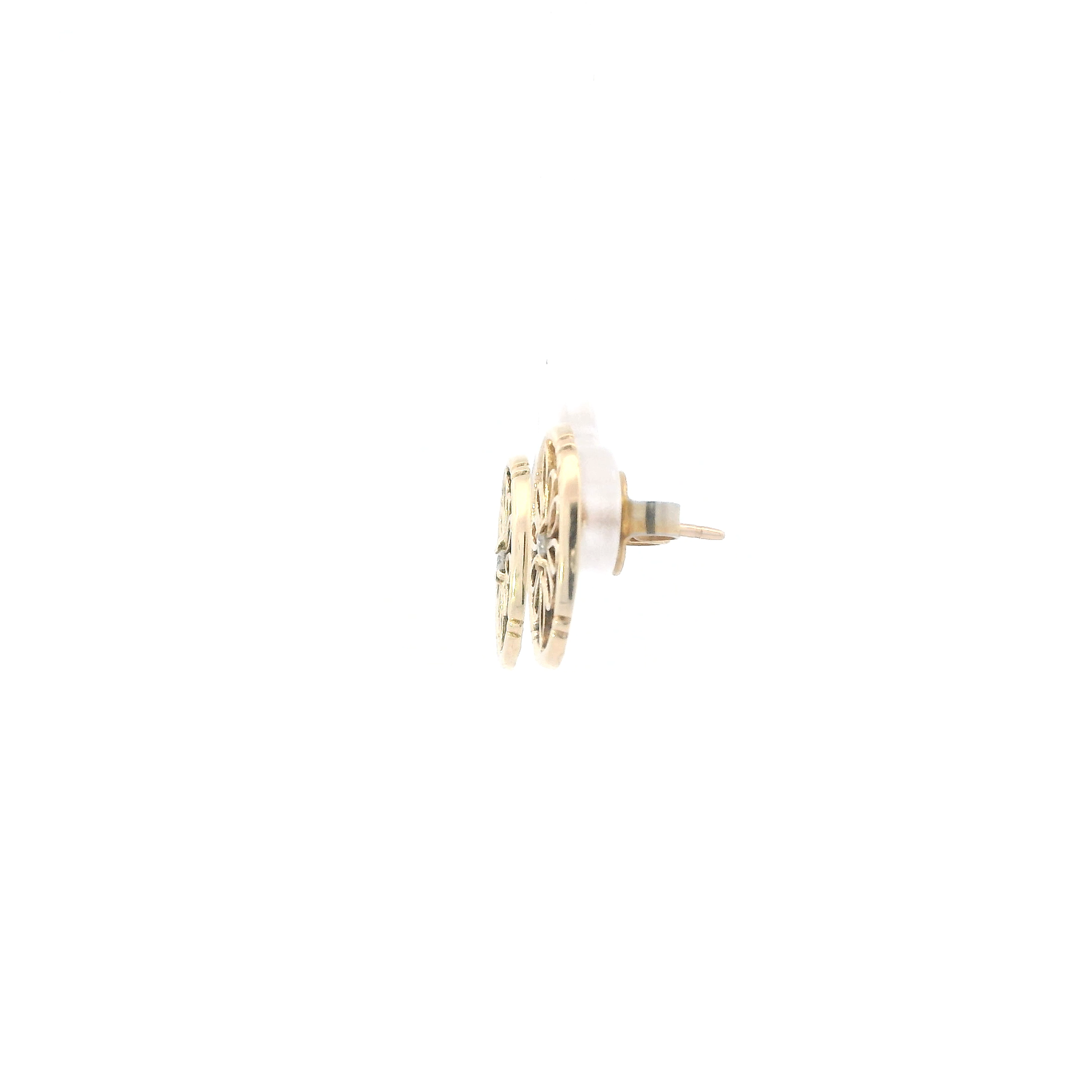 10K Yellow Gold Diamond Flower Stud Earrings -0.04ct